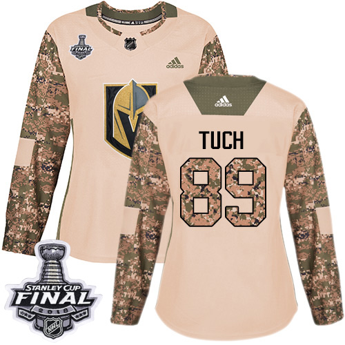 Adidas Golden Knights #89 Alex Tuch Camo Authentic Veterans Day 2018 Stanley Cup Final Women's Stitched NHL Jersey